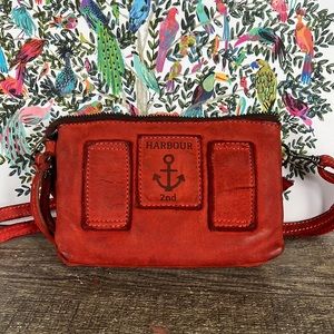 Beautiful brick-red leather Harbour 2nd bag/purse. USED